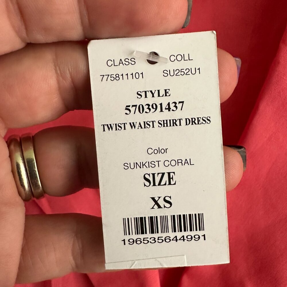NWT White House Black Market Twist Waist Shirt Dress Sunkist Coral XS - Picture 7 of 9
